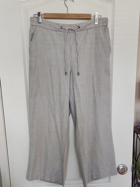 Meg And Margot Women's Light Gray Wide Leg Drawstring Pants
